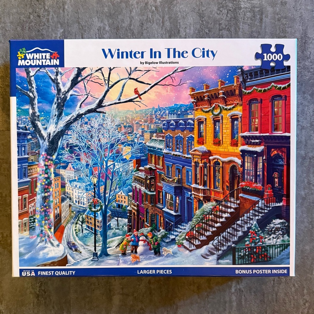 White Mountain Vibrant Winter Cityscape Puzzle